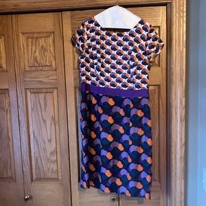 Womens boden capped sleeve dress. Fully lined. 10 long. Purple and orange color